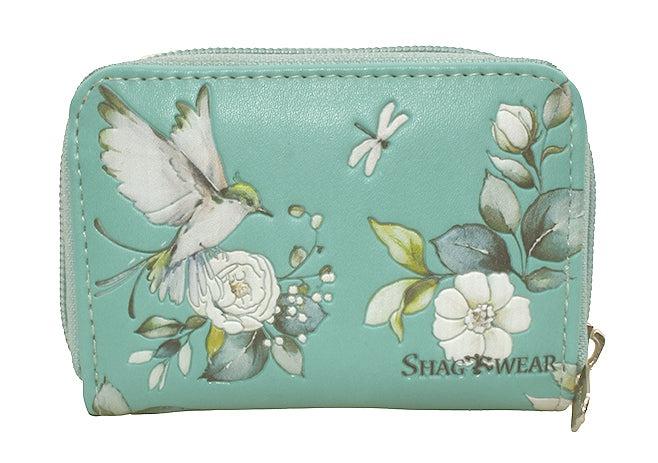 Aqua Garden Birds Change Purse