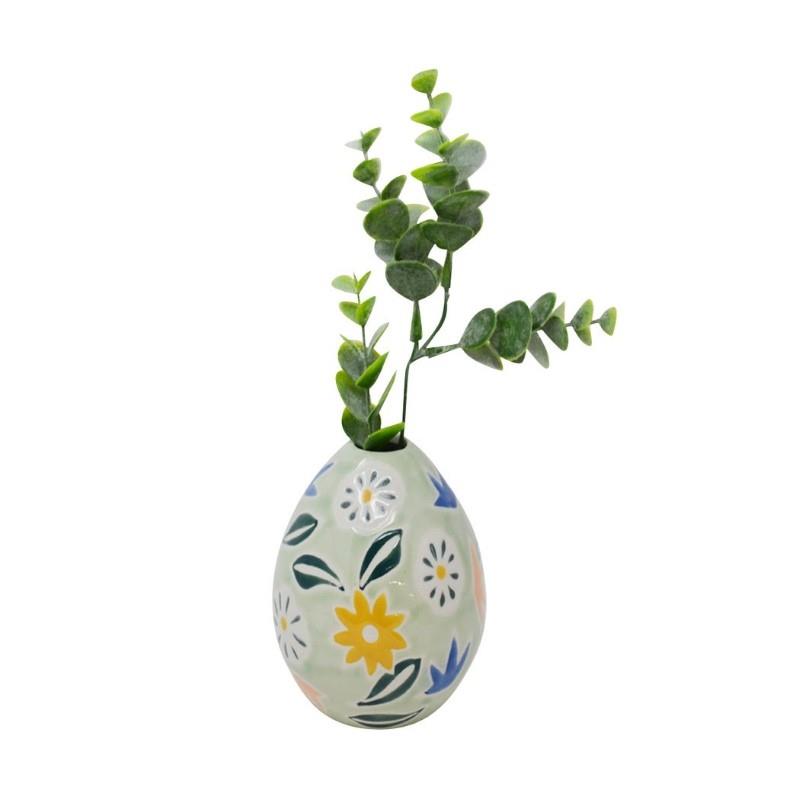 Flowered Green Vase, 4"