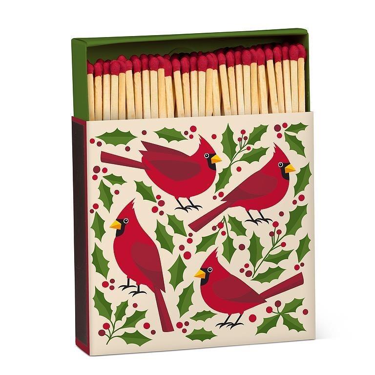 Cardinals &amp; Holly Square Matches, 100 Sticks.