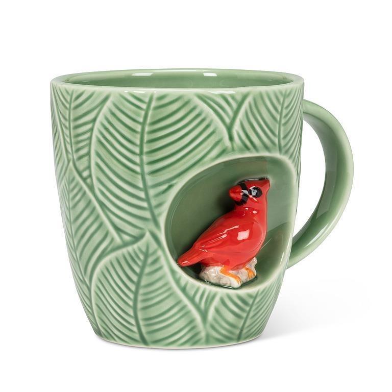 Leaf Mug with Cardinal, 12oz