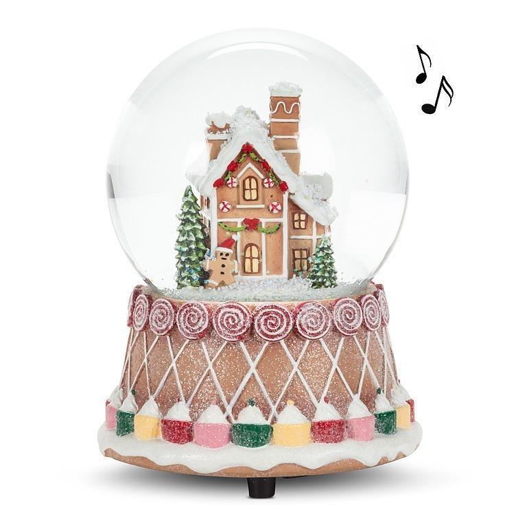 Medium Gingerbread Snow Globe with Music, 5&quot;H