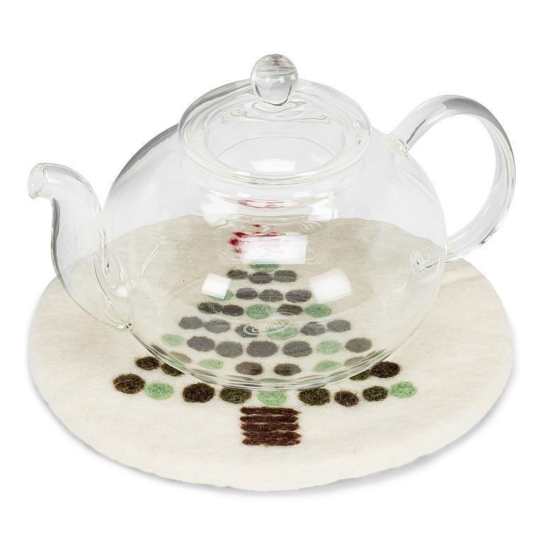 Handmade Wool Dotted Tree Trivet, 8&quot;D