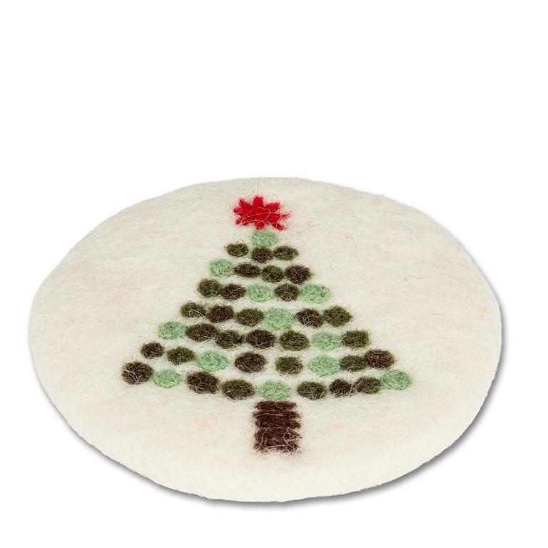 Dotted Tree Wool Felt Coaster