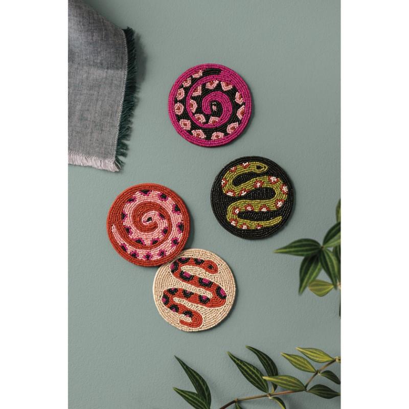 Gardenland Beaded Coasters, Set of 4