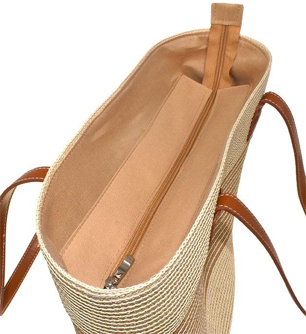 Striped Beige/Brown Straw Bag