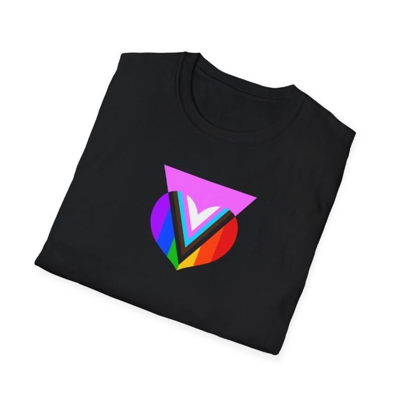 Pink Progress Pride Heart Tee - Black