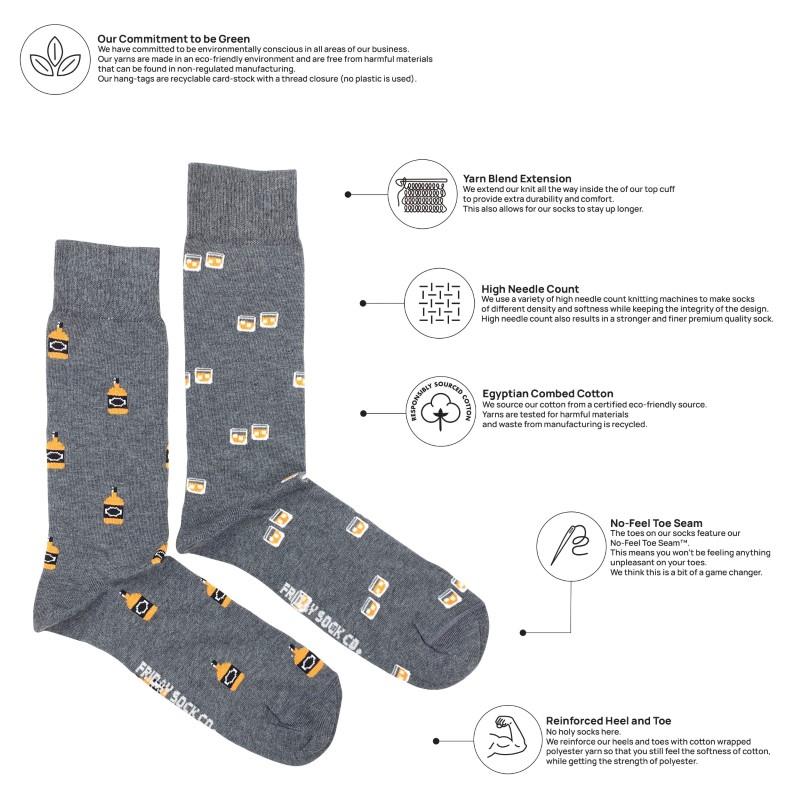 Glass &amp; Bottle Whiskey Socks - Lg