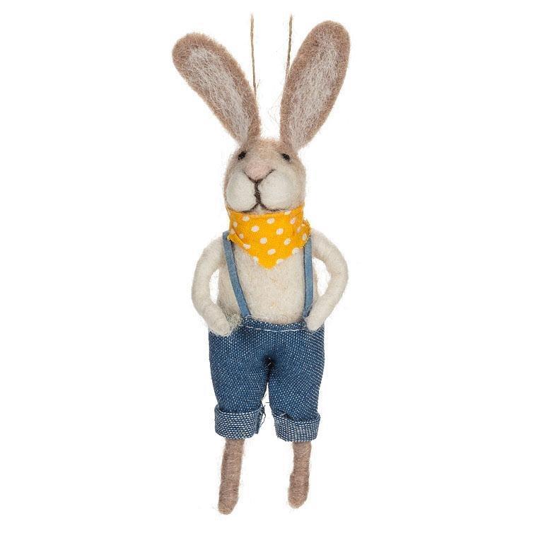 Rabbit in Overalls Ornament