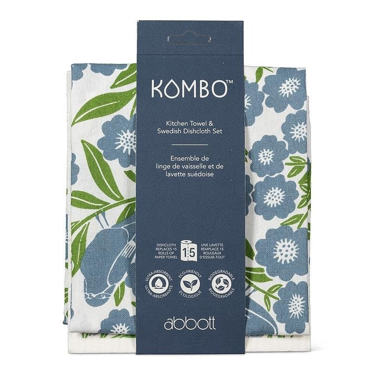 Birds &amp; Leaves Dishcloth &amp; Kitchen Towel Set of 2