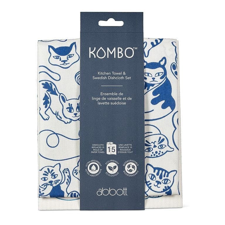 Playful Cats Dishcloth &amp; Kitchen Towel Set of 2