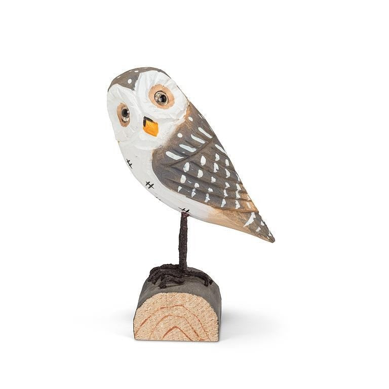 Brown Owl on Log, 4"H