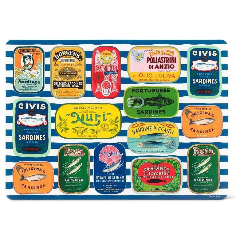Sardine Tins on Stripes Placemat