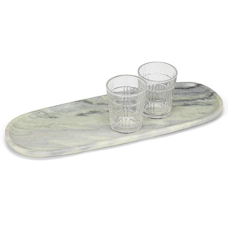 Large Green Marble Oblong Tray, 19.5"