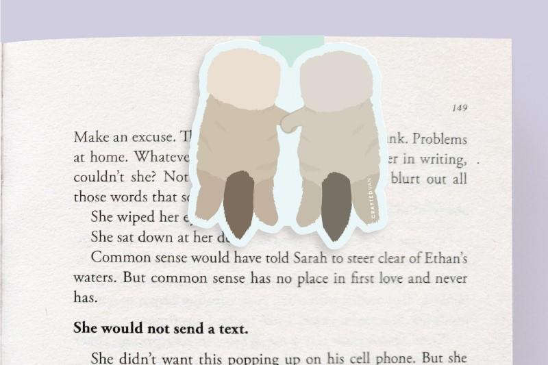 2 Sea Otters Holding Hands - Jumbo Magnetic Bookmark