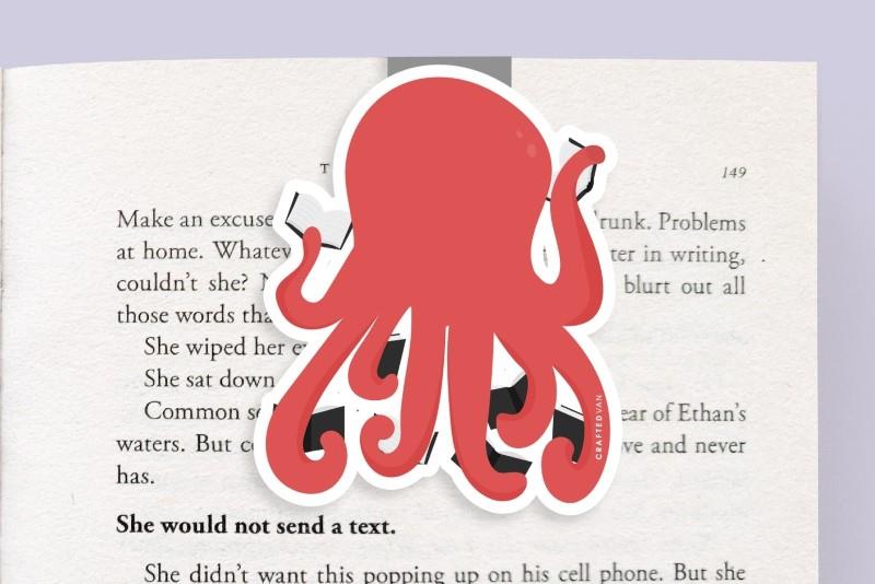 Octopus Reading Books - Jumbo Magnetic Bookmark