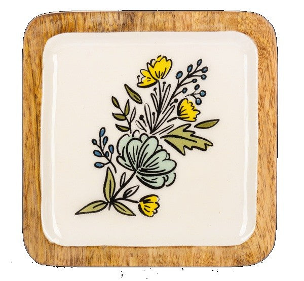 Square Colourful Flower Tidbit Tray, 6"Sq