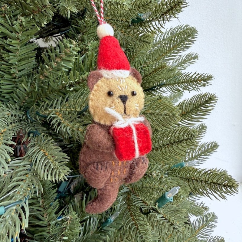 Felt Otter In A Santa Hat Ornament