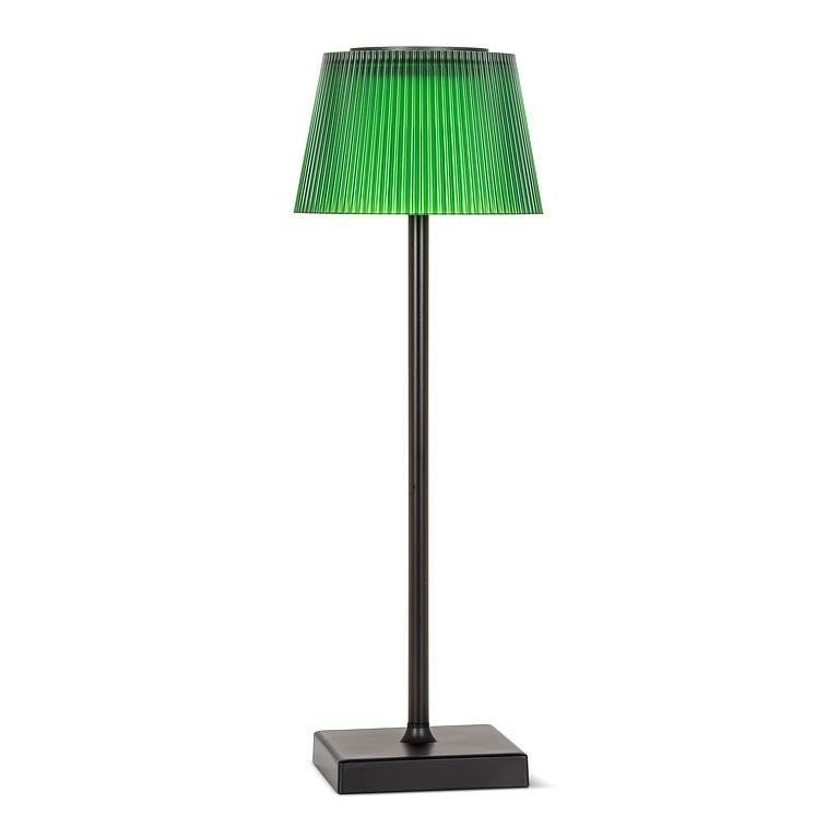 Fluted Green Shade LED Outdoor Table Lamp