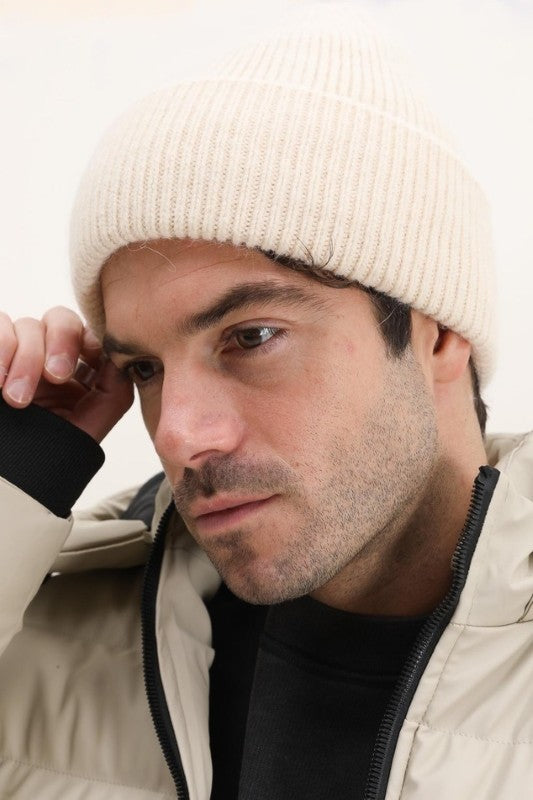 Classic Plain Beige Angora Hat