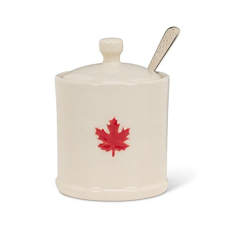Maple Leaf on Covered Jam Jar