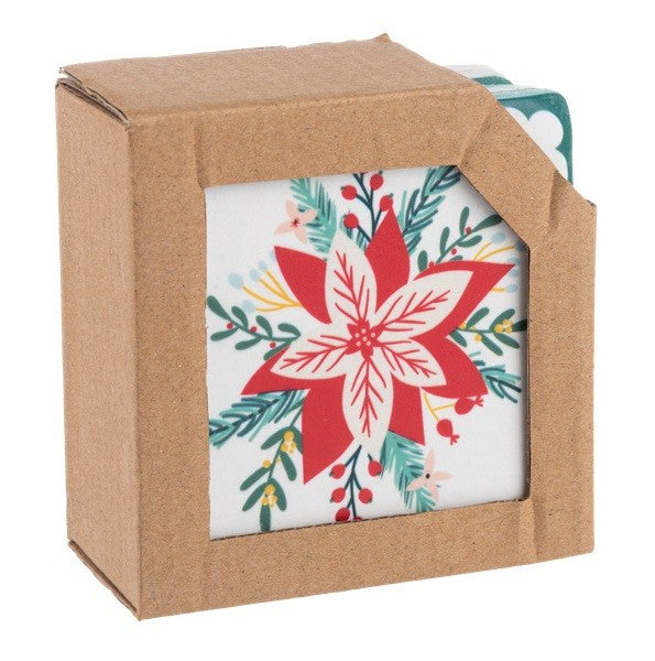 Holiday Floral Coaster, Set of 4