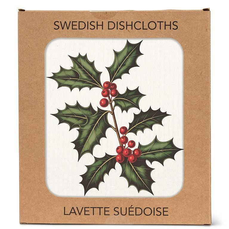 Botanic Holly Swedish Dishcloth, Single