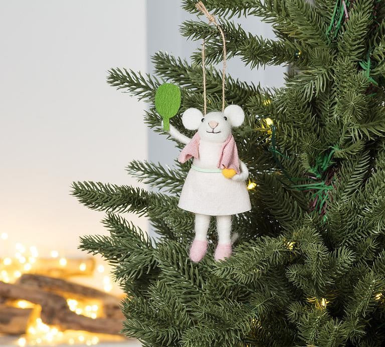 Pickleball Mouse Ornament with Racquet &amp; Towel