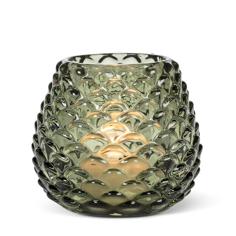 Green Glass Pinecone Tealight Holder