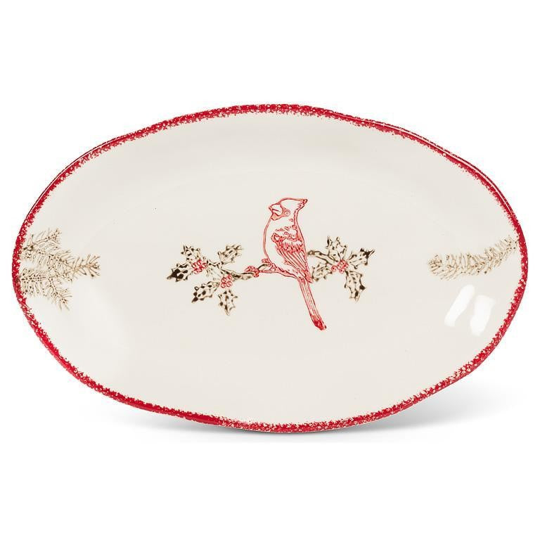 Cardinal Stamp Oval Plate, 8.5" x 13.5"L