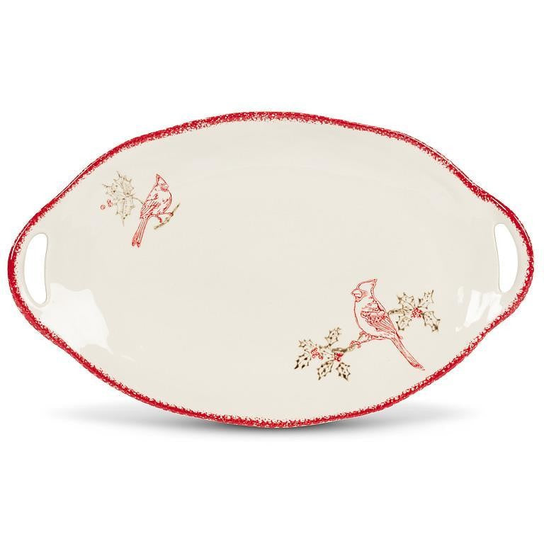 Cardinal Stamp Oval Platter, 11" x 18"L