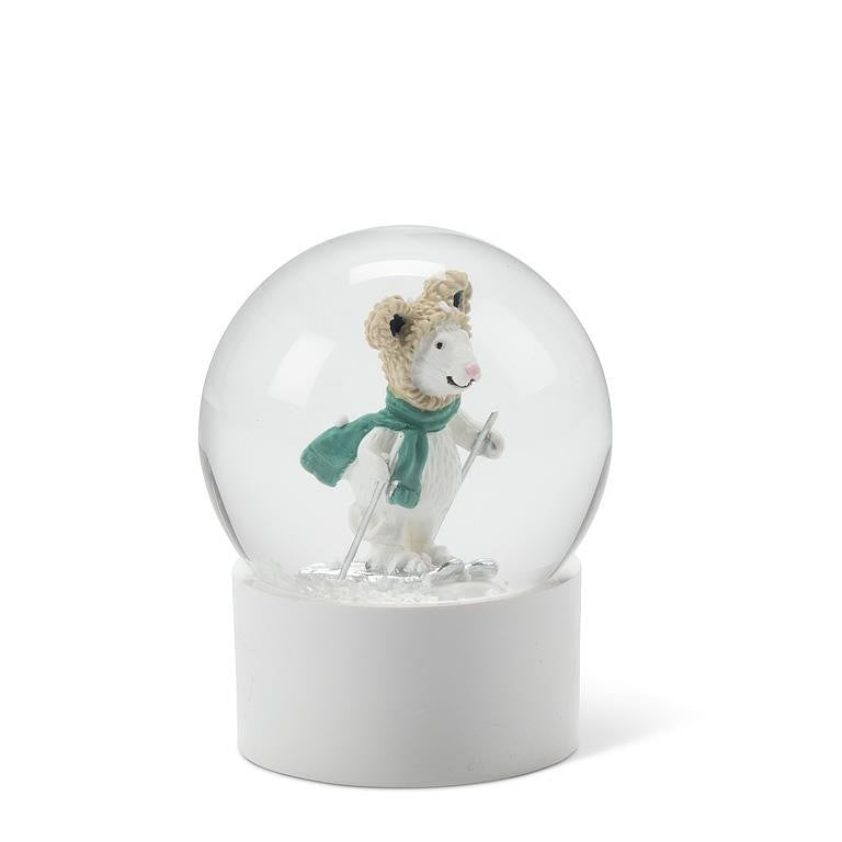 Skiing Mouse Snow Globe, 2.25"