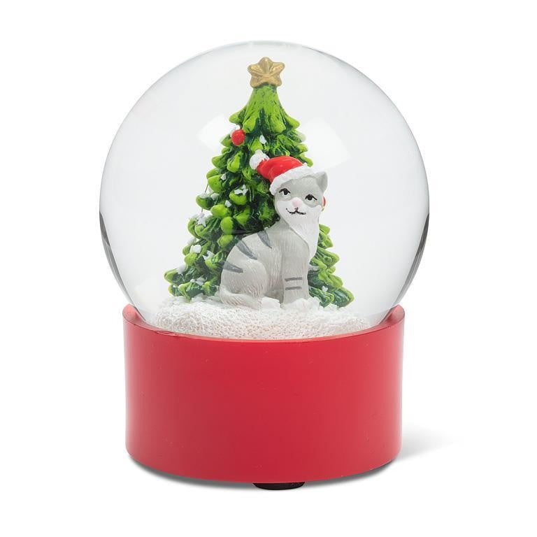 Cat &amp; Tree Snow Globe, 3"H