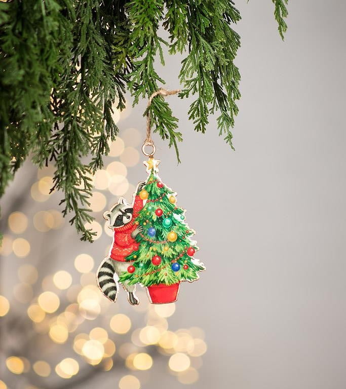 Raccoon &amp; Tree Ornament