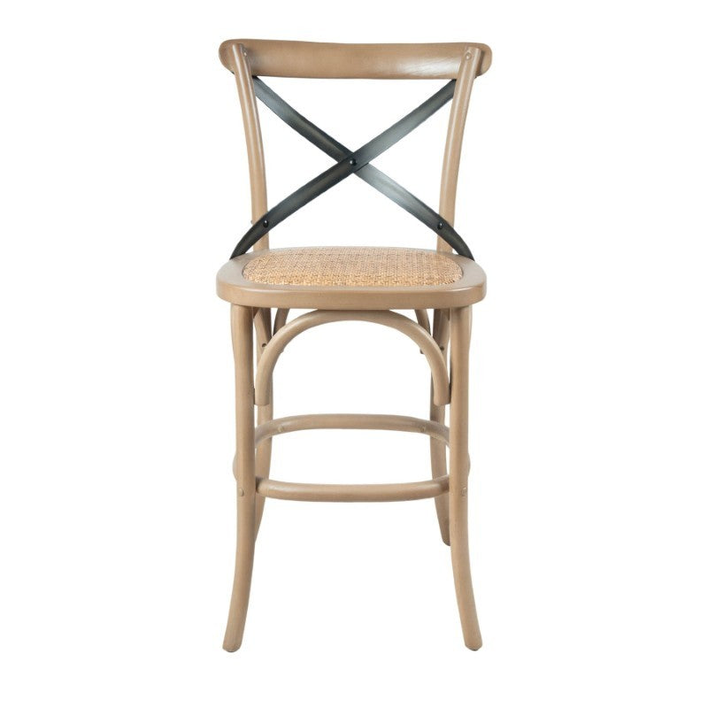 Cross Back Fixed Counter Stool - Sundried
