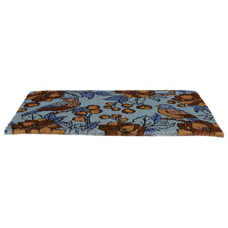 Floral Blue Coir Door Mat