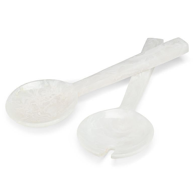 Oversized White Salad Servers, 11"L