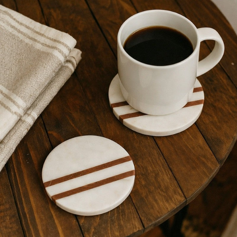 Round Marble Coaster, Set of 4