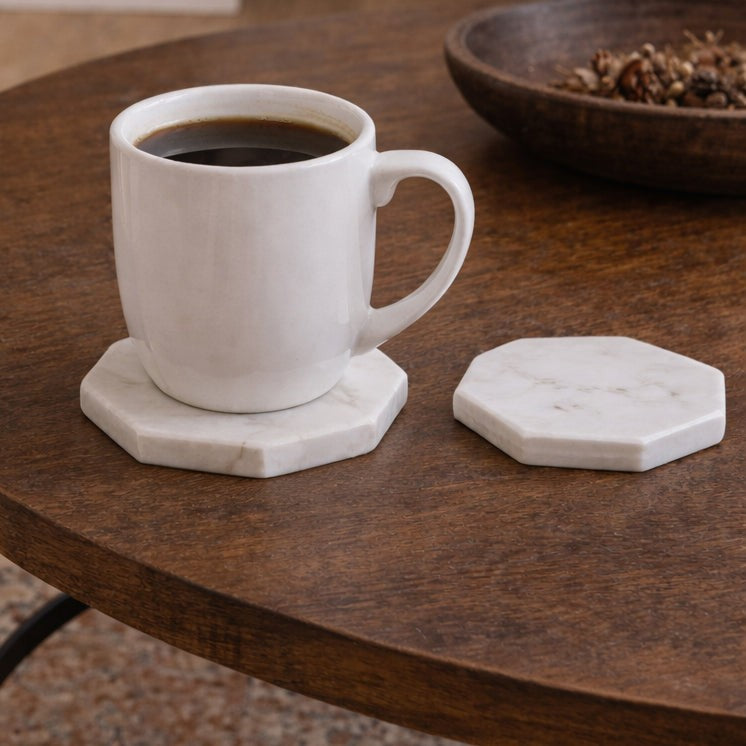 Hexagonal Marble Coaster, Set of 4
