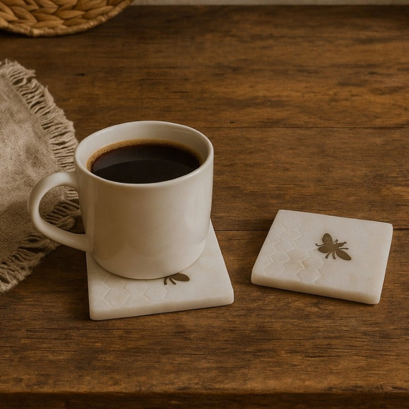 Bee Marble Coaster, Set of 4