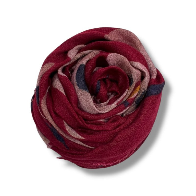 Red Narcisses Flower Print Scarf