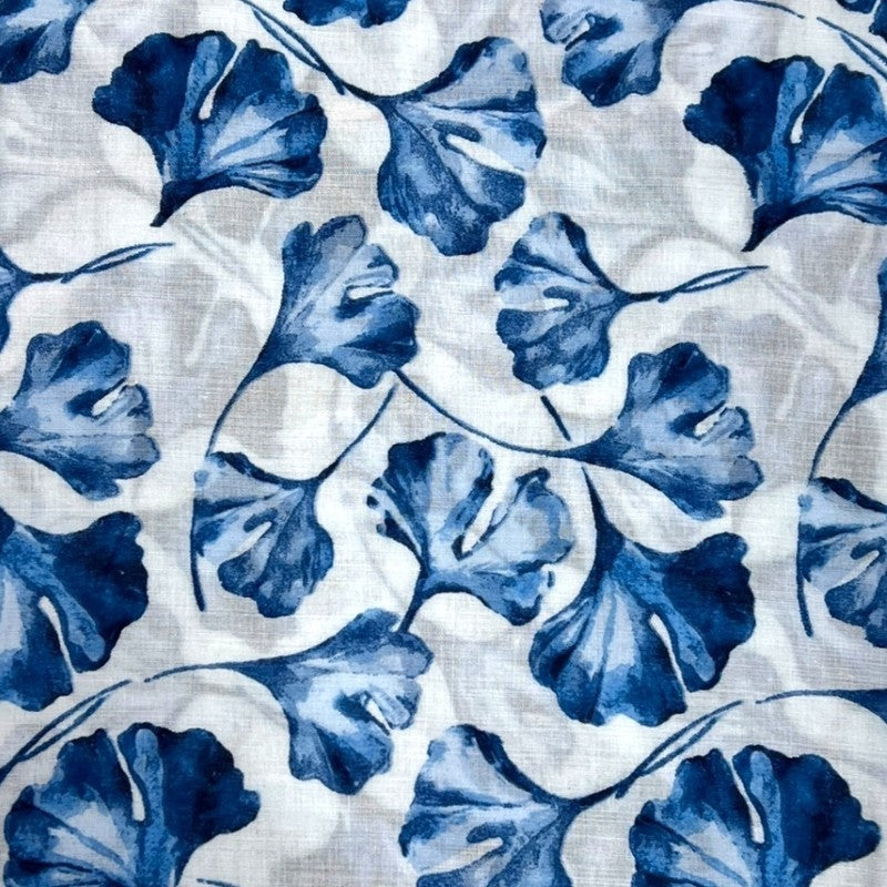 Blue Ginko Leaves Print Scarf