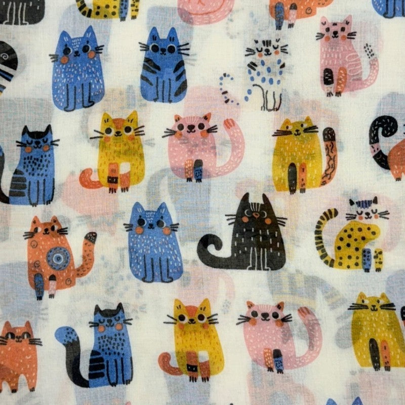 Colourful Cat Pattern Scarf