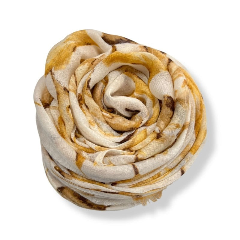 Yellow Ginko Leaves Print Scarf