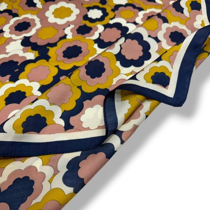 Retro Pop Black Floral Square Scarf
