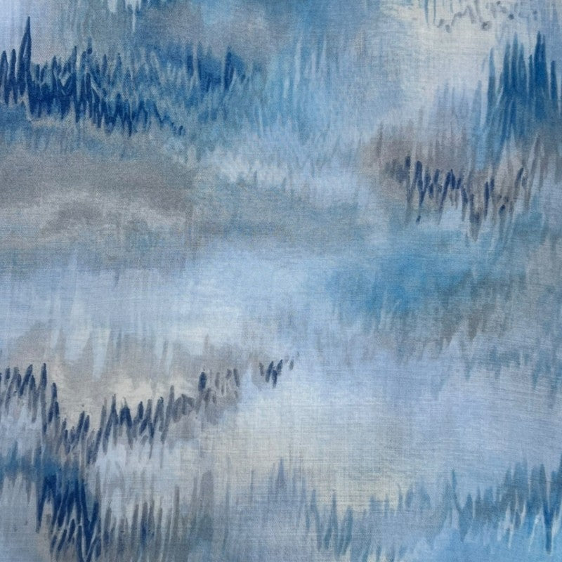 Abstract Iceberg Blue Brush Strokes On Medium Weight Scarf