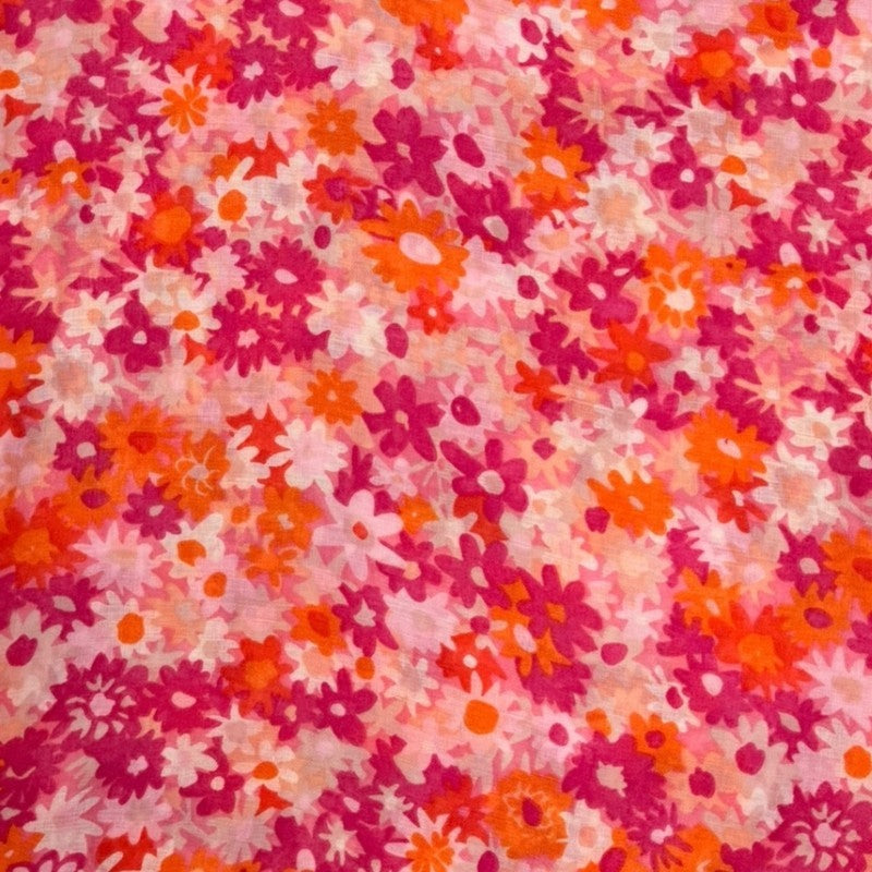 Red Meadow Floral Print Scarf with Tassels