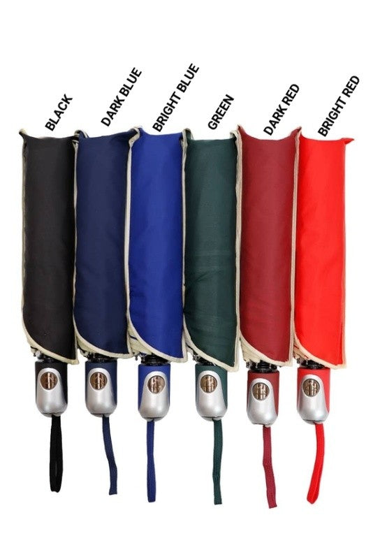 Solid Khaki Outline Compact Travel Size Umbrella