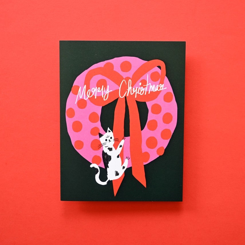 Wreath Cat Holiday Cards, Box of 8