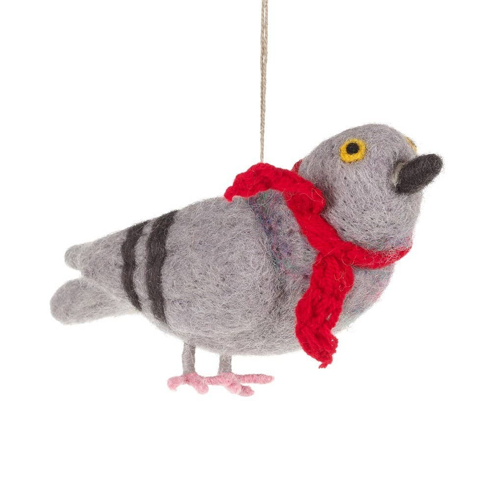 Pigeon With Scarf Handmade Ornament
