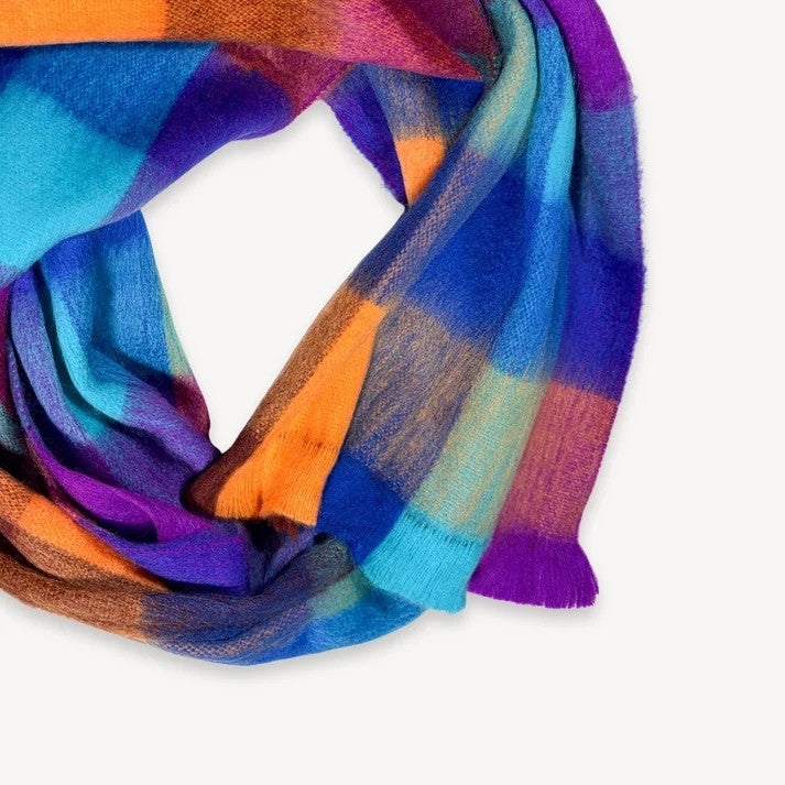 Pokoloko Alpaca Seamless Check Scarf - Thistle Check